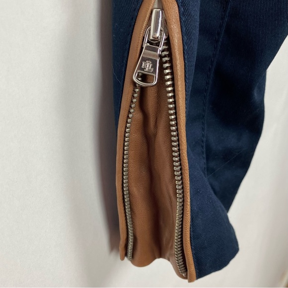 Lauren Ralph Lauren Leather Cotton Moto Jacket Size Medium - Picture 8 of 11